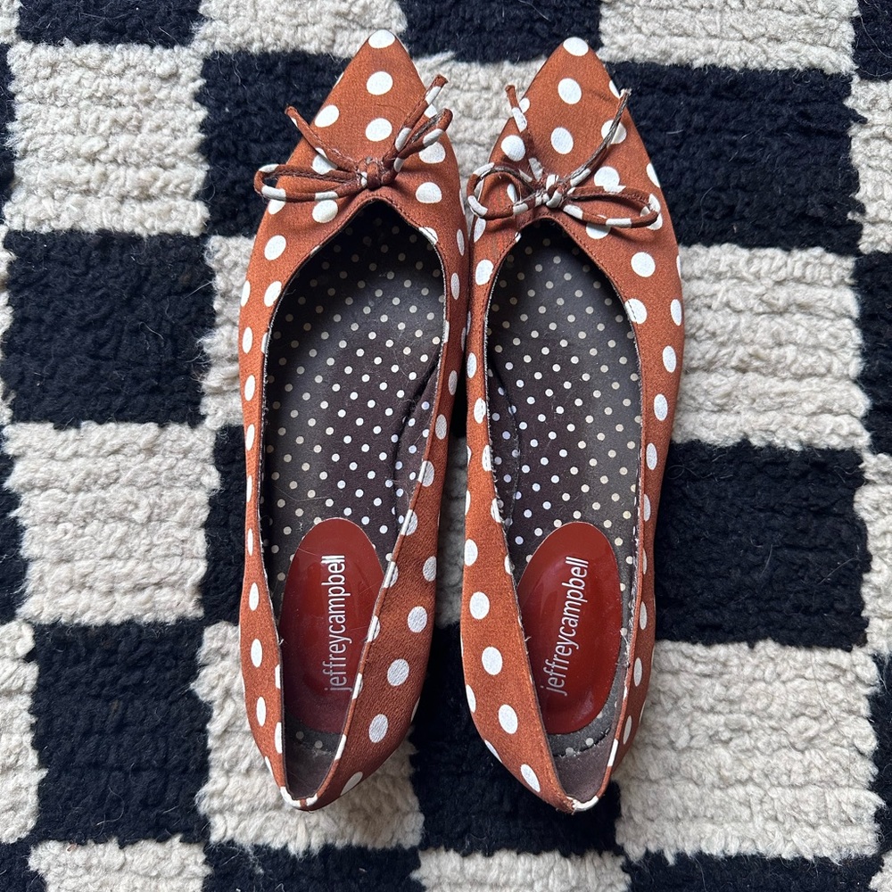 Jeffrey Campbell Lavinia Pointed Polka Dot Flats - Size 8